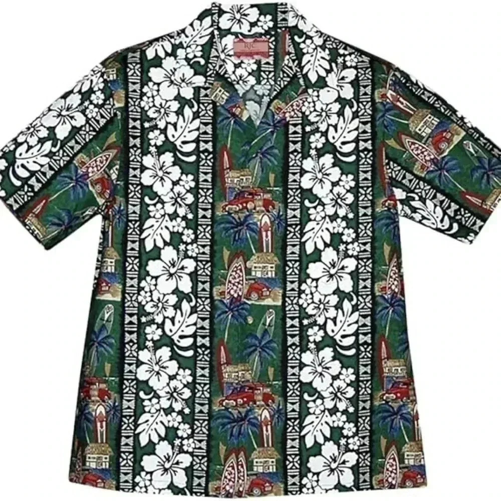 ❤️2/$50❤️[18]NWOT RJC Men  Surfing / Hawaii Pattern SS Shirt
